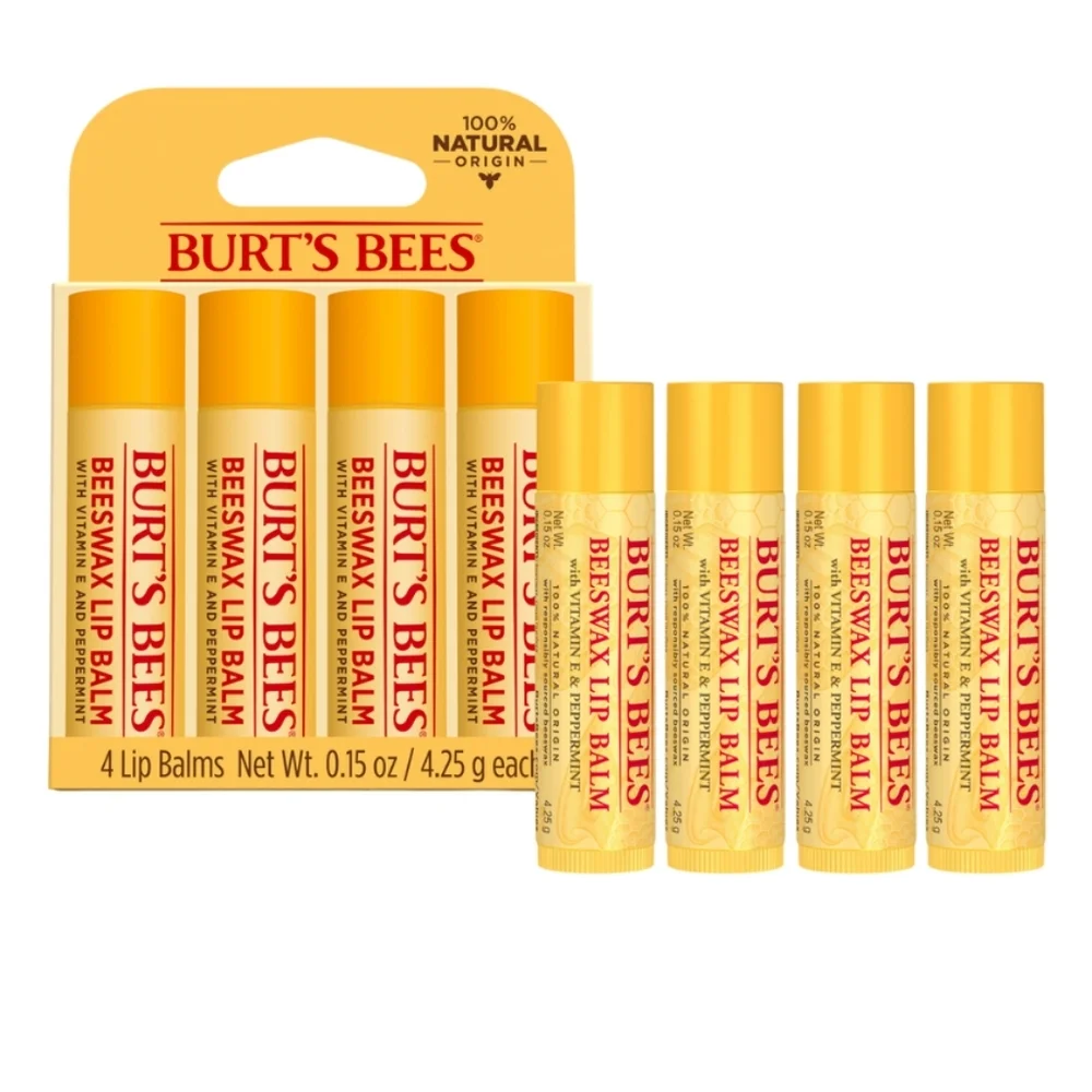 Burt's Bees Beeswax Lip Balm 4-Pack 🆕